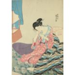 Collection of Interesting Japanese Ukiyoe Japanese Woodblocks: A collection of seven coloured and