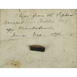 An Irish Maritime Memento Maritime: Dublin, an envelope enclosed with a Chip or Piece of Wood,