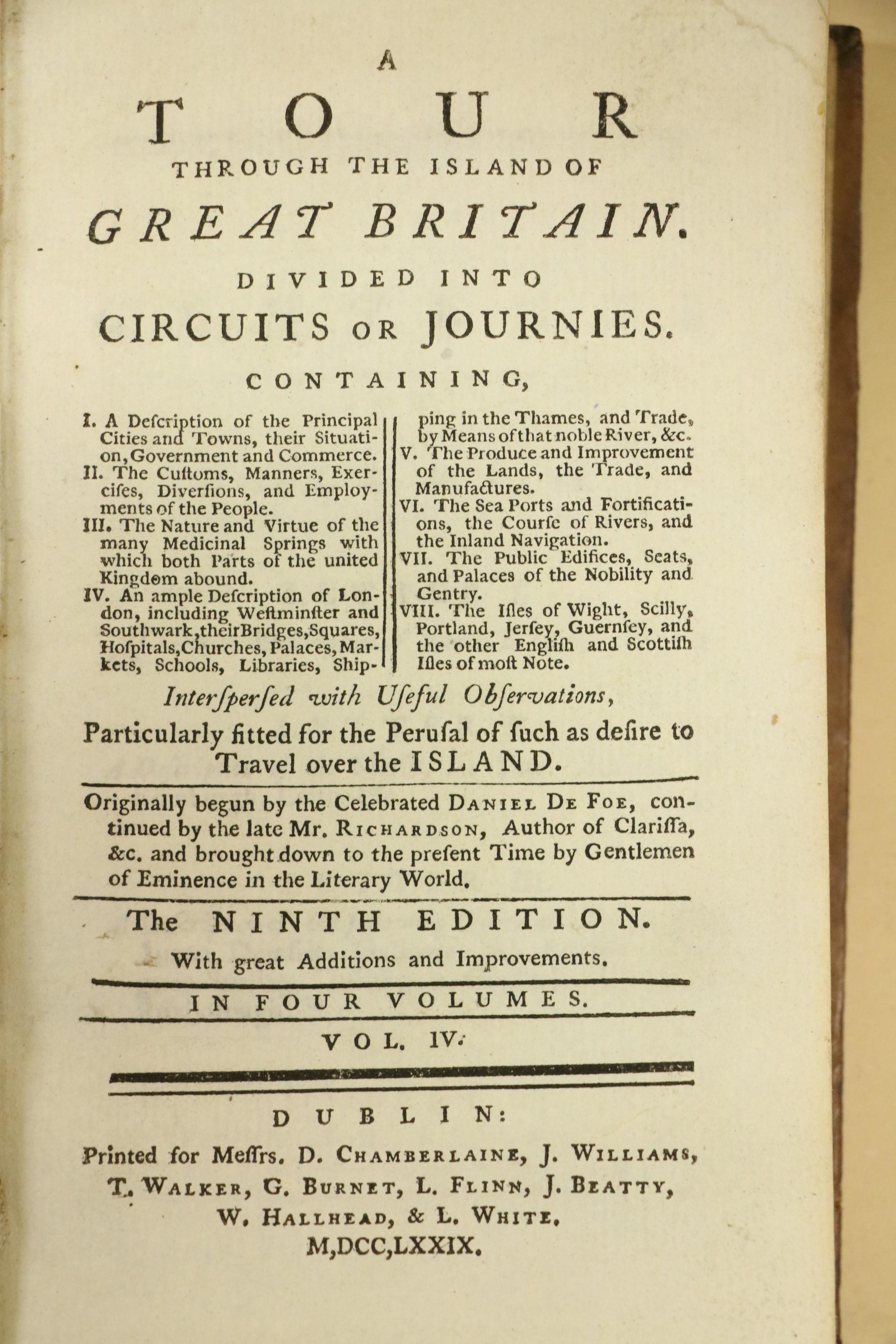 de Foe (Daniel) A Tour through the Island of Great Britain, 4 vol. 12mo D. 1779. Ninth, cont. - Image 15 of 40