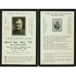 Memorial Card: "Pray for .. General Sean Hales, T.D.