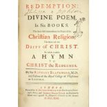 Blackmore (Sir Richard) Redemption: A Divine Poem, In Six books 8vo L. 1722. First Edn., red & bl.