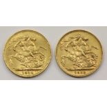 Gold Coins: Sovereigns, A 1914 and a 1916 full gold Sovereign Coins, each with King George V heads,