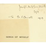 Joseph Mary Plunkett's Copy Mac Donagh (Thomas) Songs of Myself, 8vo D. (Hodges Figgis & Co.) 1910.