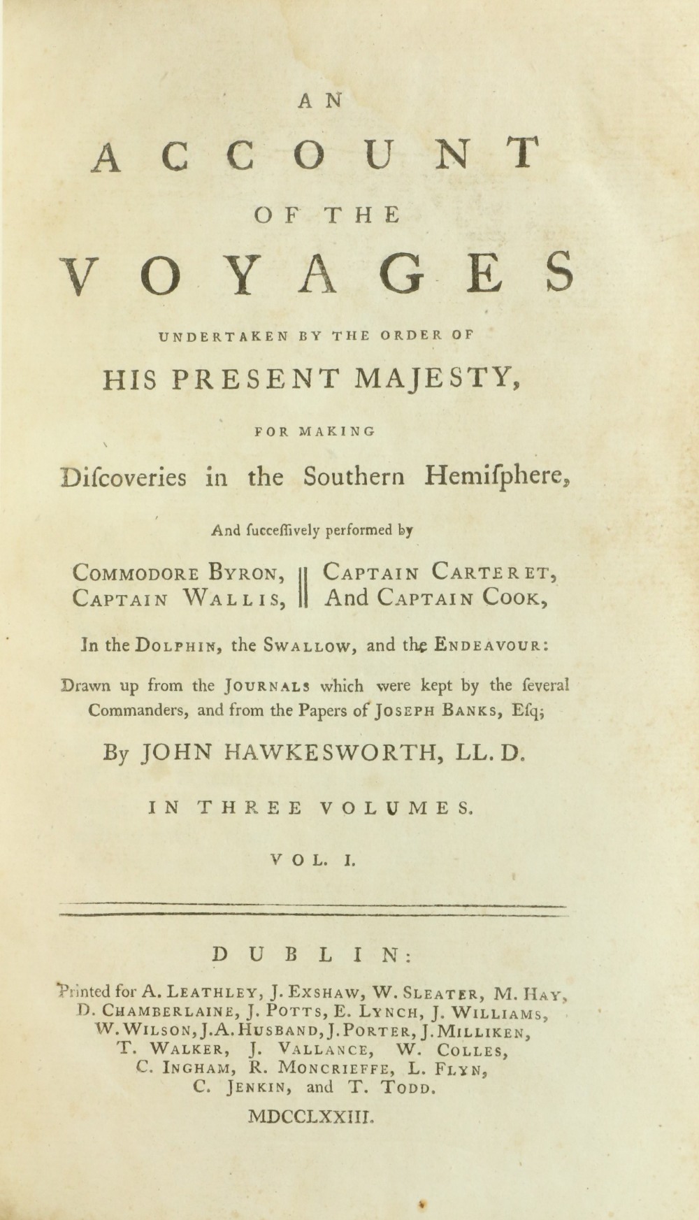 Hawkesworth (John) An Account of the Voyages ...