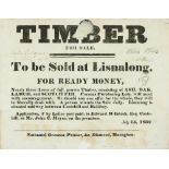 Co. Monaghan Printing: Printed Poster, Timber for Sale. To be Sold at Lisnalong, For Ready Money,...