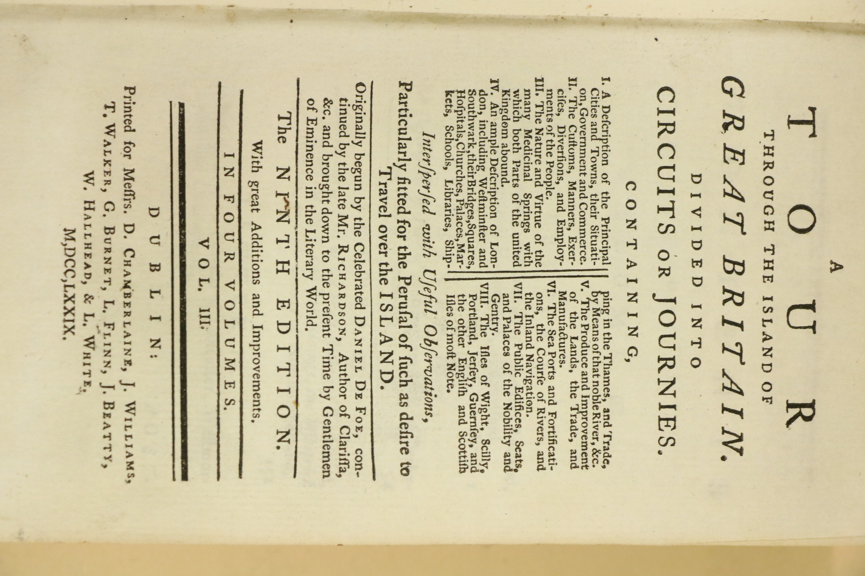 de Foe (Daniel) A Tour through the Island of Great Britain, 4 vol. 12mo D. 1779. Ninth, cont. - Image 12 of 40