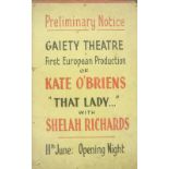 Theatre Interest: A large printed Broadside Poster,