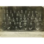 'The Mountjoy Heroes' A very rare photographic postcard showing a group of about 25 men who took