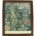 Lord Alfred Tennyson Association Antique Fabric: A very attractive piece of green ground silk