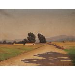 RAIMONDO MIRABELLA (1914-1979) "Strada di campagna con casolari" - "Country road with farmhouses"