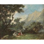 'HENRI CHARLES BARON (1816-1885) "Colazione in giardino" – "Beakfast in the garden" '