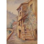 DOMENICO QUATTROCIOCCHI (1872-1941) "Scalinata di casa di campagna" - "Country house staircase"