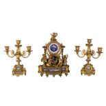 TRITTICO OROLOGIO E DUE CANDELABRI - TRIPTYCH OF CLOCK AND TWO CANDLESTICKS