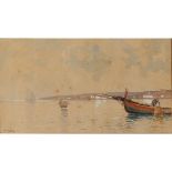'MICHELE CATTI (1855-1914) "Marina con barche di pescatori" - "Marina with fishing boats" '