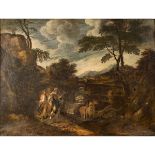 PETER VAN BLOEMEN (attr.) (1657-1720) "Paesaggio con pellegrini" - "Landscape with pilgrims"