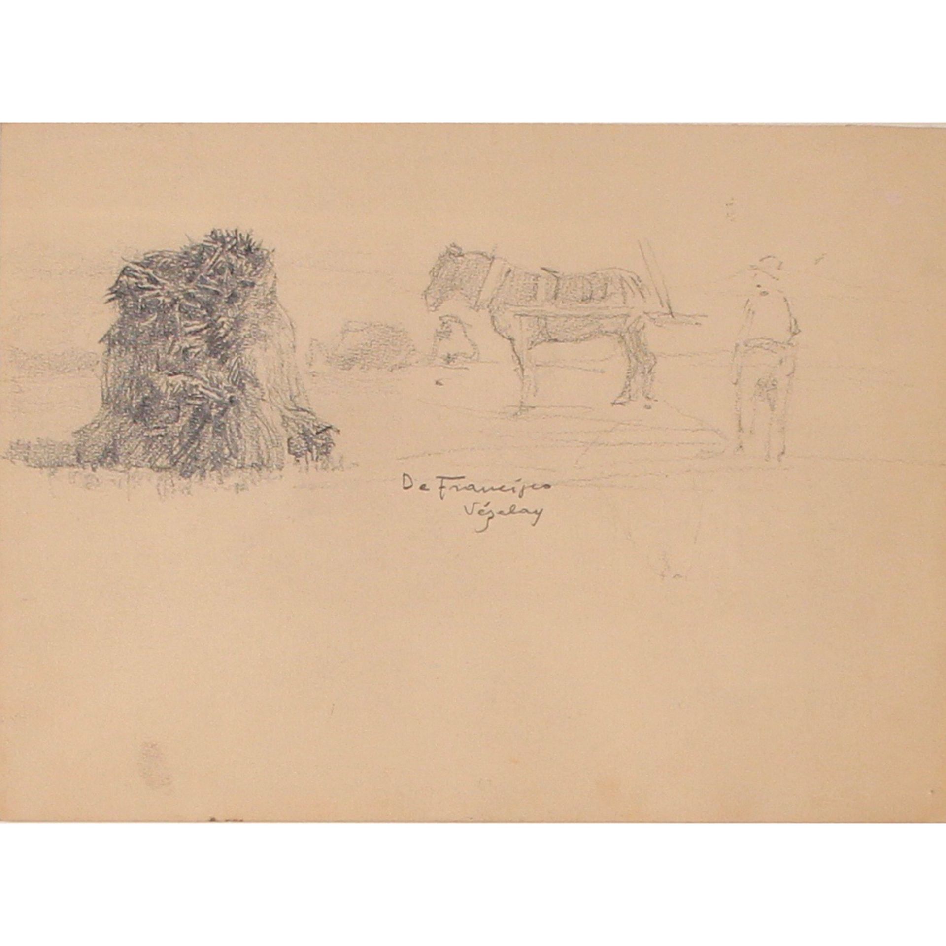 PIETRO DE FRANCISCO (1873-1969) "Campagna con carretto e covoni di grano" - "Countryside with cart a