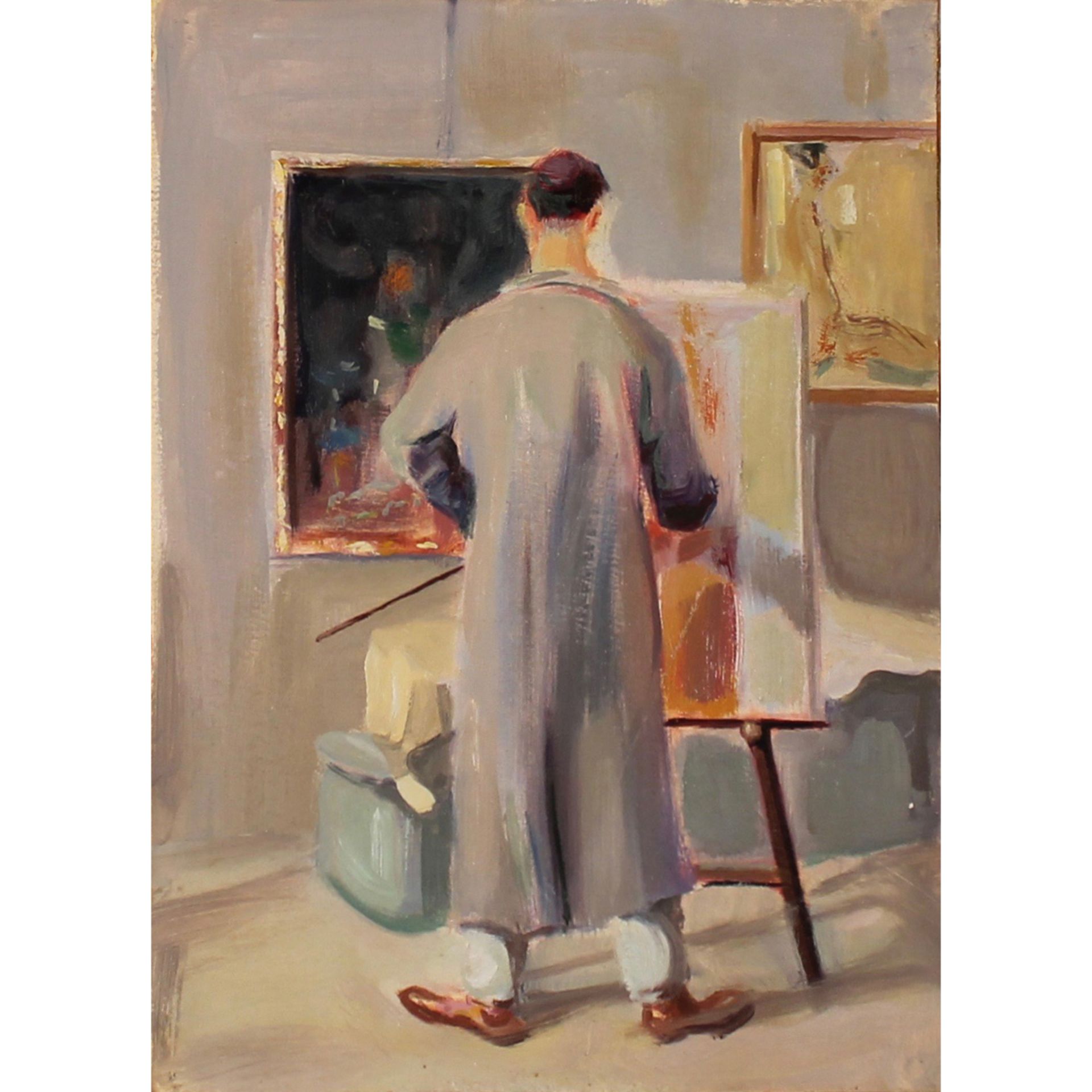 ALBERTO BEVILACQUA (attr.) (1896-1976) "Lo studio del pittore" - "The painter's studio"