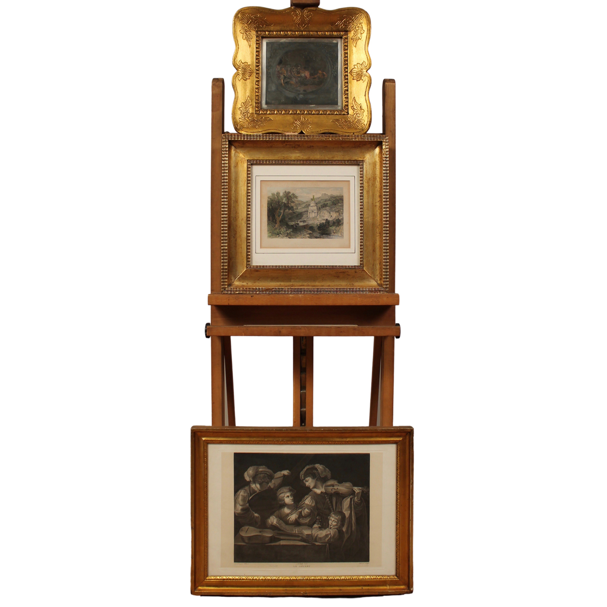 TRE STAMPE IN CORNICI DORATE - THREE PRINTS IN GOLDEN FRAMES