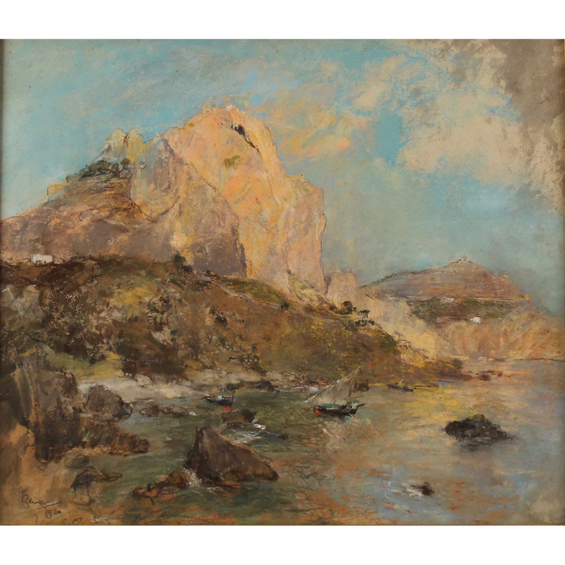 GIUSEPPE CASCIARO (1863-1941) "Marina con scogliera" - "Marina with reef"