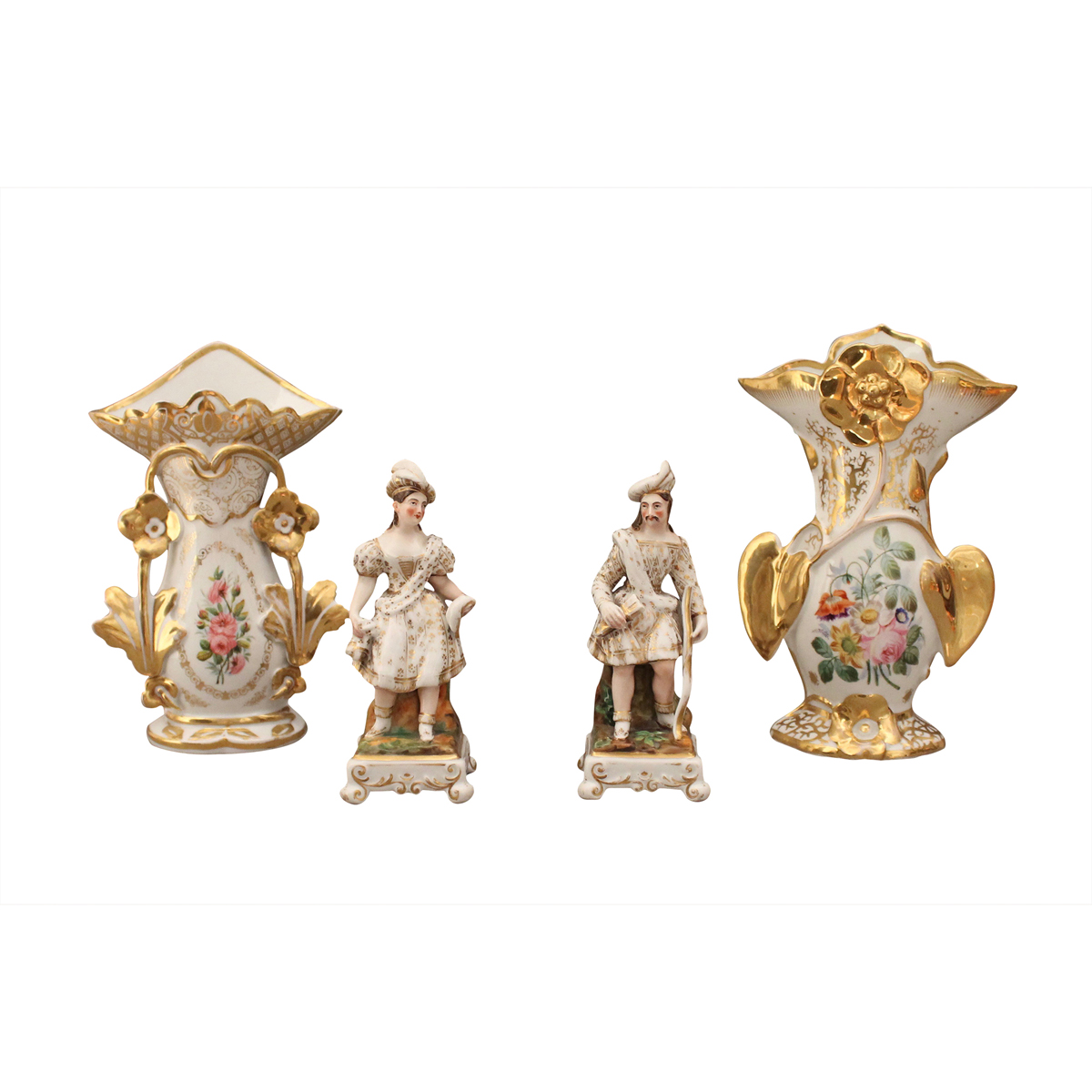 LOTTO DI DUE VASI E DUE STATUETTE - LOT OF TWO VASES AND TWO STATUETTES