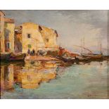 PIETRO DE FRANCISCO (1873-1969) "Marina con barche di pescatori" - "Marina with fishing boats"