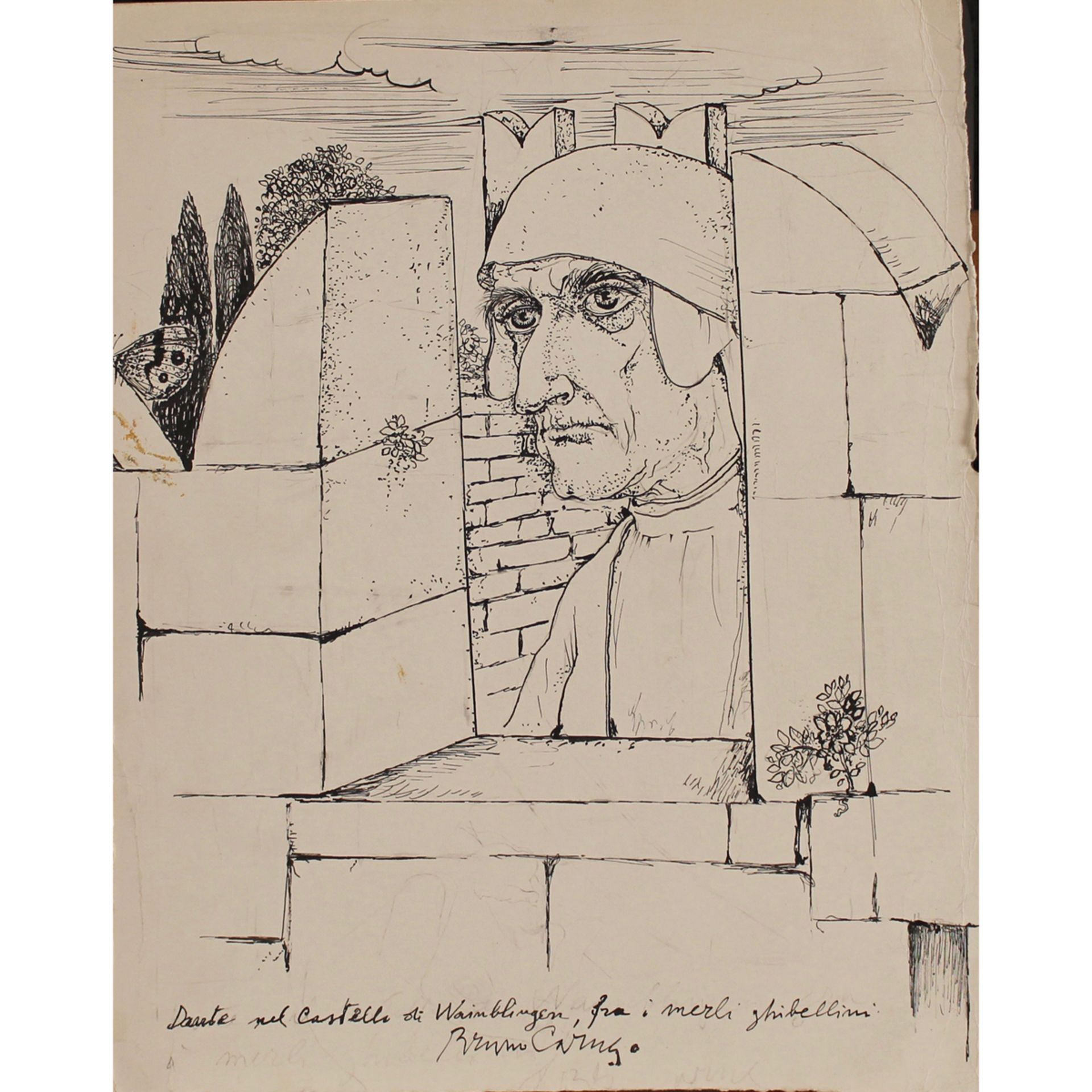 BRUNO CARUSO (1927-2018) "Dante al castello di Waiblingen" - "Dante at Waiblingen Castle"