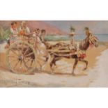 RODOLFO PAOLETTI (1866-1940) "Carretto siciliano con figure" - "Sicilian cart with figures"