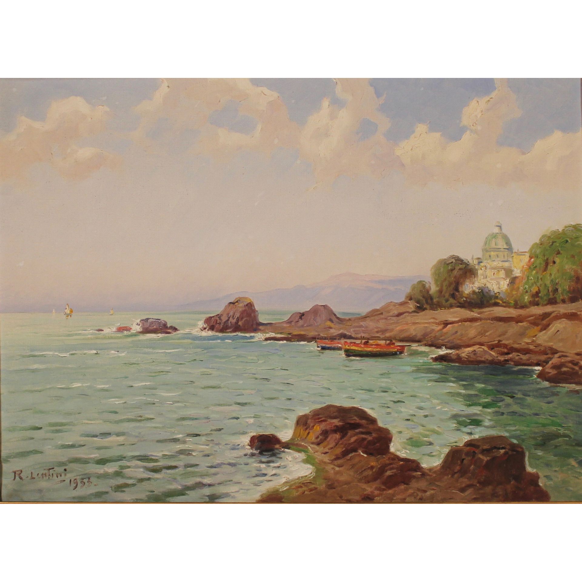 ROCCO LENTINI (1858-1943) "Marina con barche di pescatori" - "Marina with fishing boats"