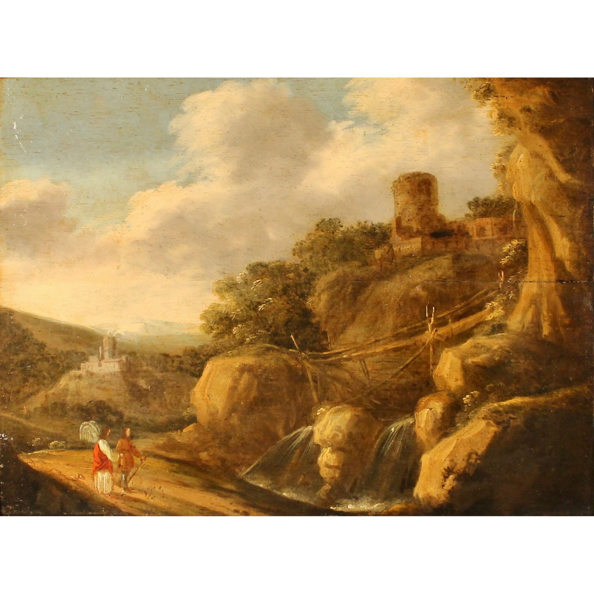 D. VERHAERT (1631-1664) "Paesaggi con ruscello e figure" - "Landscapes with stream and figures" - Image 2 of 2