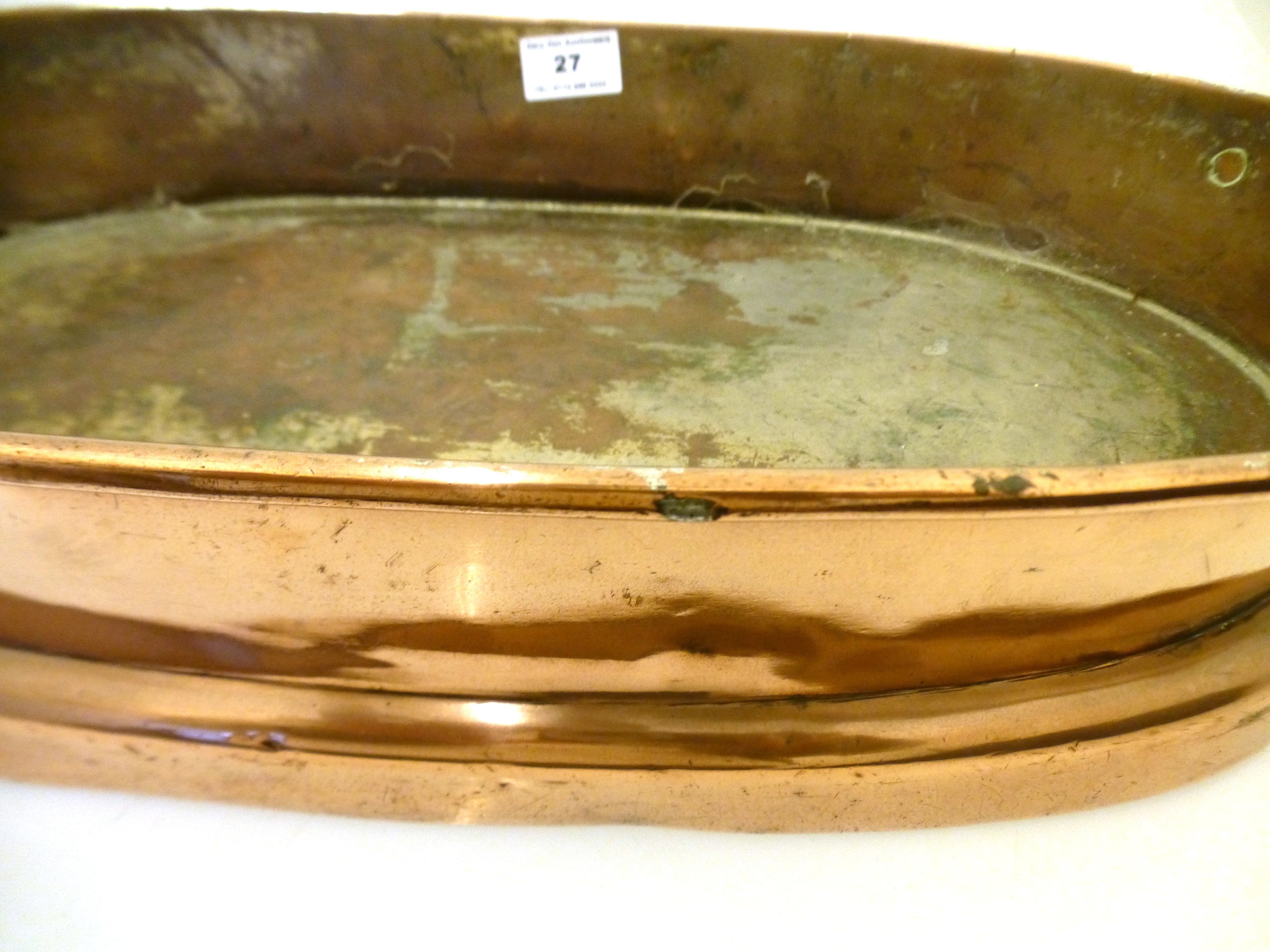 COPPER DISH (19.5" X 10.5") AND COPPER CHARGER (D: 14.5") - Image 5 of 6