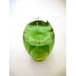 CASTLEFORD DUMP GREEN GLASS PAPERWEIGHT H: 4"