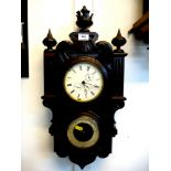 CARVED WALL CLOCK/BAROMETER 23" X 11"