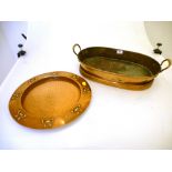 COPPER DISH (19.5" X 10.5") AND COPPER CHARGER (D: 14.5")