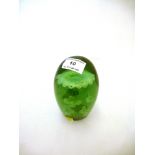 CASTLEFORD DUMP GREEN GLASS PAPERWEIGHT H: 5"