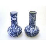 PAIR OF LOSOLWARE BLUE AND WHITE VASES H: 11.5"