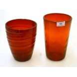 2 WHITEFRIARS RED GLASS VASES H: 7-8"