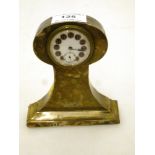 SILVER MANTLE CLOCK WITH ENAMEL DECORATED DIAL H: 4.75"