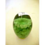CASTLEFORD DUMP GREEN GLASS PAPERWEIGHT H: 5"