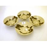 SET OF 4 ART POTTERY DISHES H: 2.5" D: 6.5"