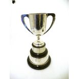 SILVER 'THE LAWSON TROPHY' PRESENTED BY D.R. LAWSON, ESQ TO QUEEN'S BOWLING CLUB JUNE 1940 H: 12.5"