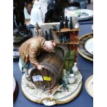 CAPODIMONTE FIGURE - MAN WITH BARREL H: 9"