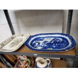 HONFLEUR MEAT PLATE AND BLUE AND WHITE MEAT PLATE
