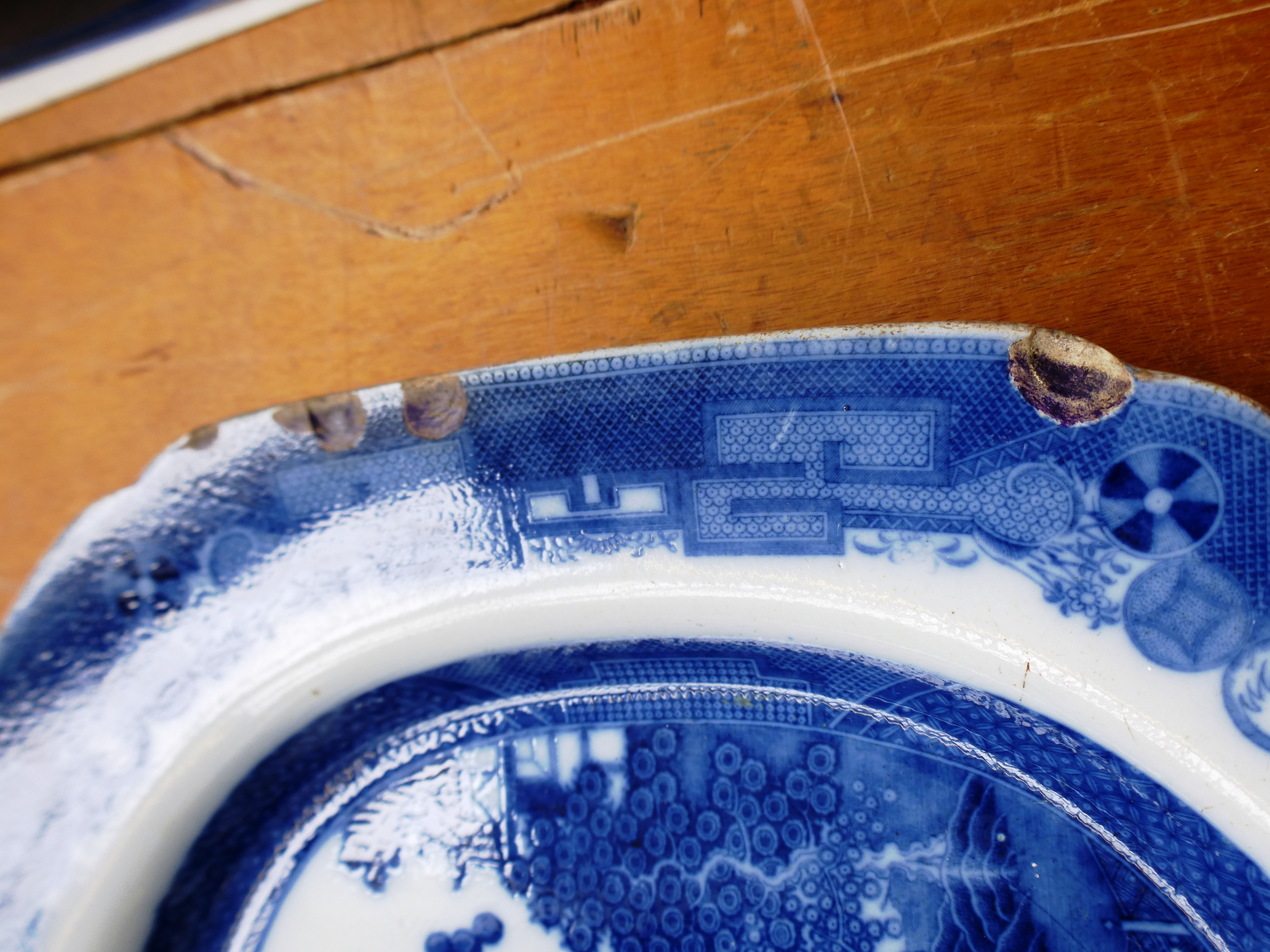 HONFLEUR MEAT PLATE AND BLUE AND WHITE MEAT PLATE - Image 3 of 7