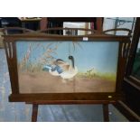 MIXED MEDIA PICTURE OF DUCKS IN ARTS AND CRAFTS FRAME 15.5" x 29.5"