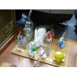 8 ASSORTED GLASS ANIMAL FIGURES/PAPERWEIGHTS