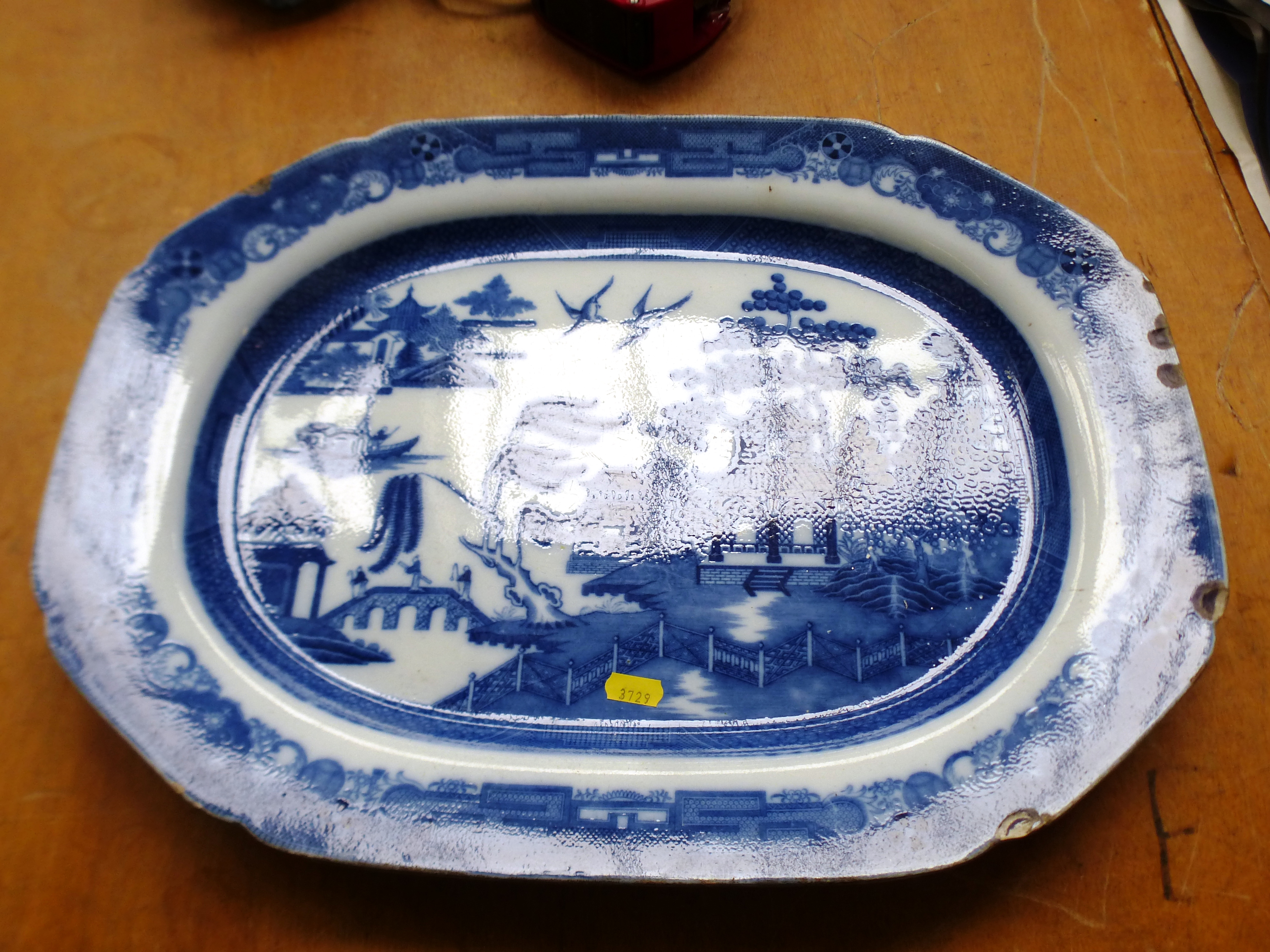 HONFLEUR MEAT PLATE AND BLUE AND WHITE MEAT PLATE - Image 2 of 7