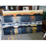 2 PAINTINGS OF LOCH LINNHE ON CANVAS, SIGNED ON REVERSE 17.75" X 60"