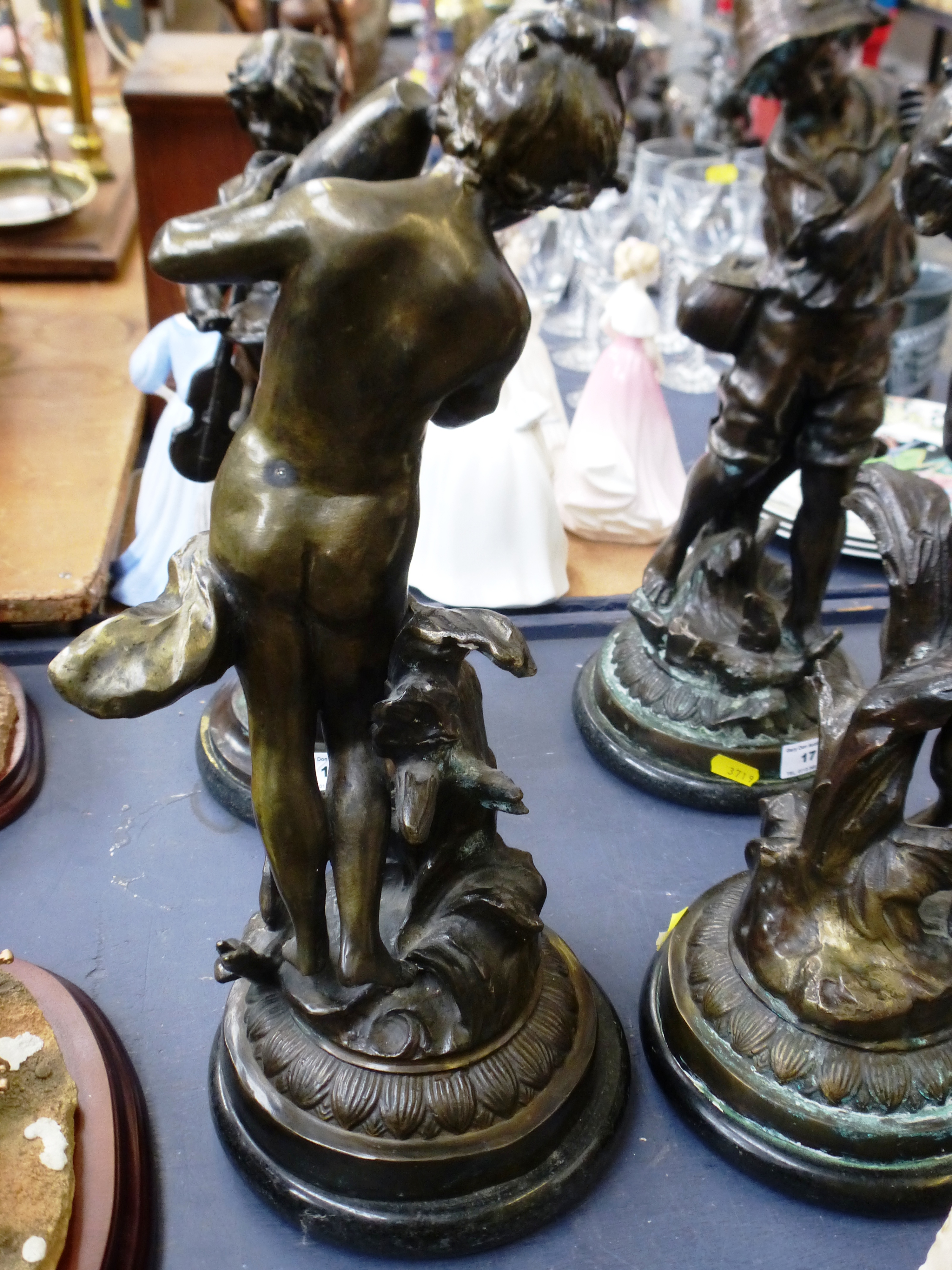 PAIR OF BRONZE FIGURES H:16.5" - Image 6 of 9