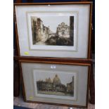 2 ORIGINAL ETCHINGS BY R. DUPONT - 'ST.MARKS VENICE' 9.5" X 13" AND 'VENETIAN CANAL' 9.5" X 13"