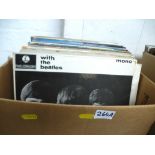 BOX OF APPROX 40 12" RECORDS INCLUDING THE BEATLES, LED ZEPPELIN, BLACK SABBATH, DEF LEPPARD ETC